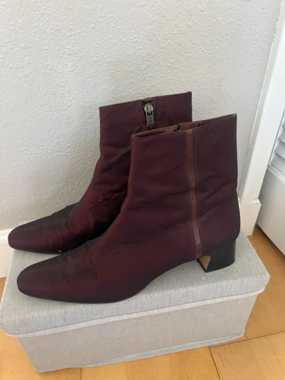 Gucci Burgundy Nylon Ankle Booties